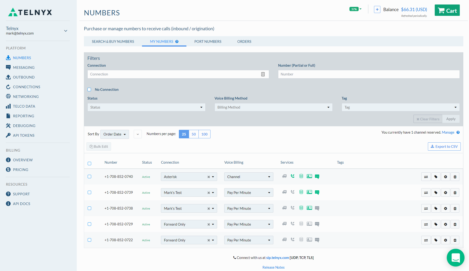screenshot of Telnyx Suite